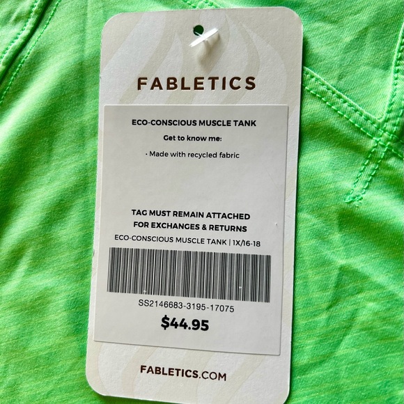 Fabletics Eco-Conscious Muscle Tank 1X Lime Gym Athleasure Athletic Summer - Picture 6 of 8